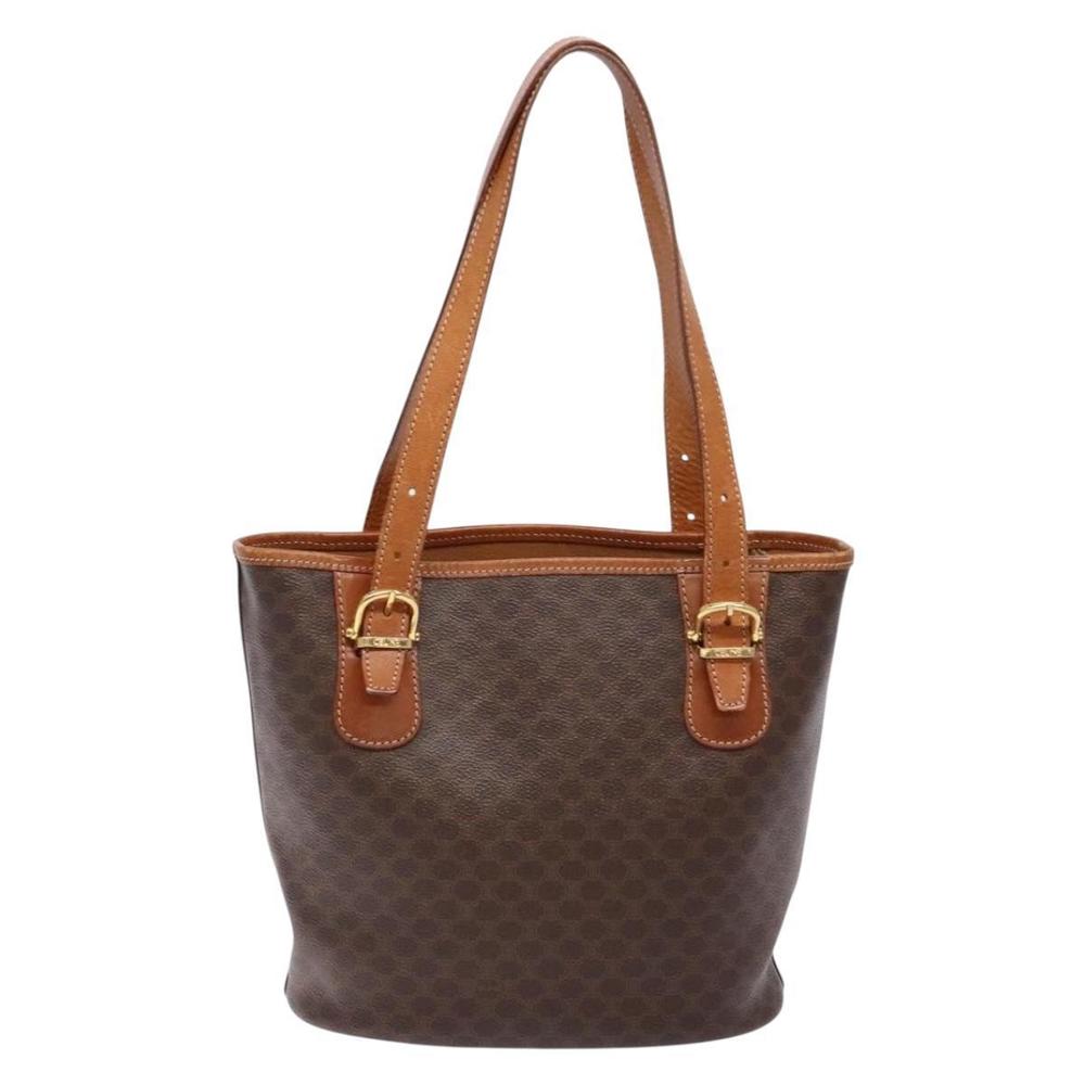CELINE Macadam Canvas Hand Bag PVC Leather Brown Gold Auth ep10409 - Picture 2 of 16